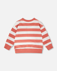 French Terry Sweatshirt Brick And White Stripes - H30T30_3H047