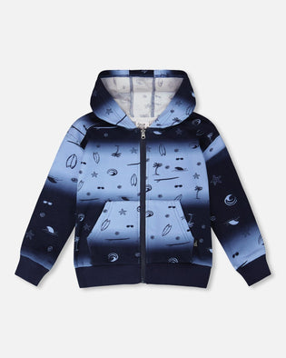 Hooded French Terry Cardigan Blue Gradient - H30T31_3H049