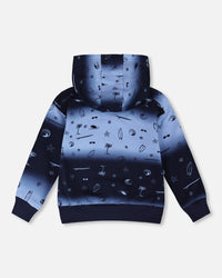 Hooded French Terry Cardigan Blue Gradient - H30T31_3H049