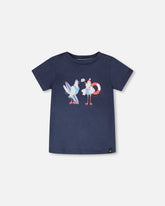 T-shirt manches courtes en coton biologique bleu
