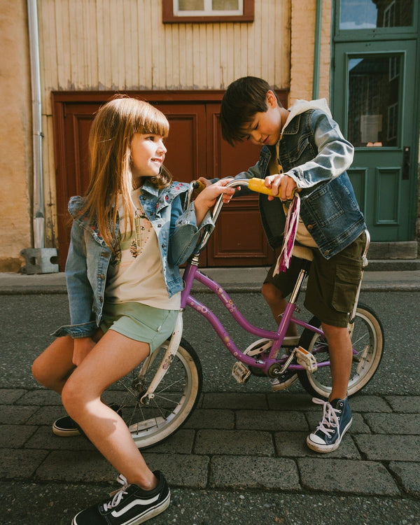 Navy Blue Denim Jacket With Removable French Terry Hood - H30U50_01230