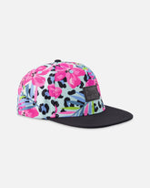 Cap Blue Floral And Leopard Print
