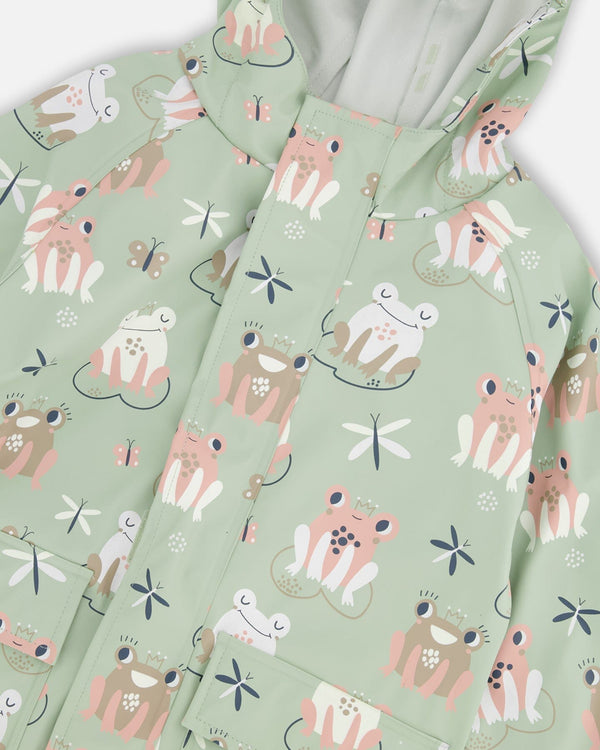 Rain Jacket In Polyurethane Green Frog Print - H30W50_3H022