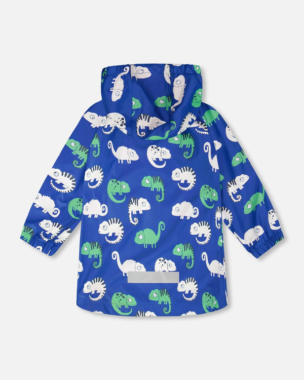 Rain Jacket In Polyurethane Blue Chameleon Print - H30W50_3H023