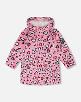 Rain Jacket In Polyurethane Pink Heart Print