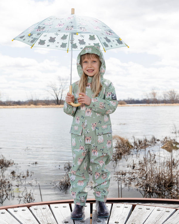 Rain One-Piece In Polyurethane Green Frog Print - H30W72_3H022