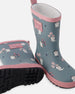 Rain Boots In Natural Rubber Green Cat Print - H30WB10_3H001