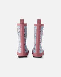 Rain Boots In Natural Rubber Blue Mini Flower Print - H30WB10_3H005