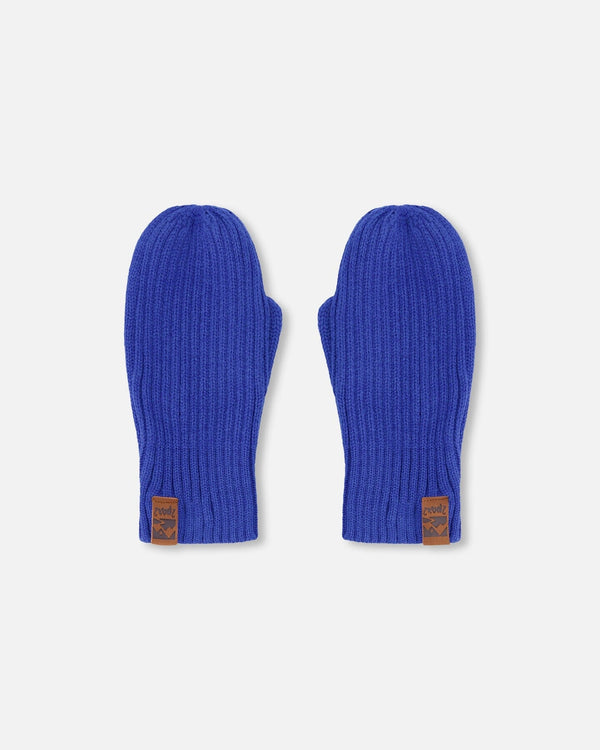Ribbed Knit Mittens Royal Blue - H30WT26_04690
