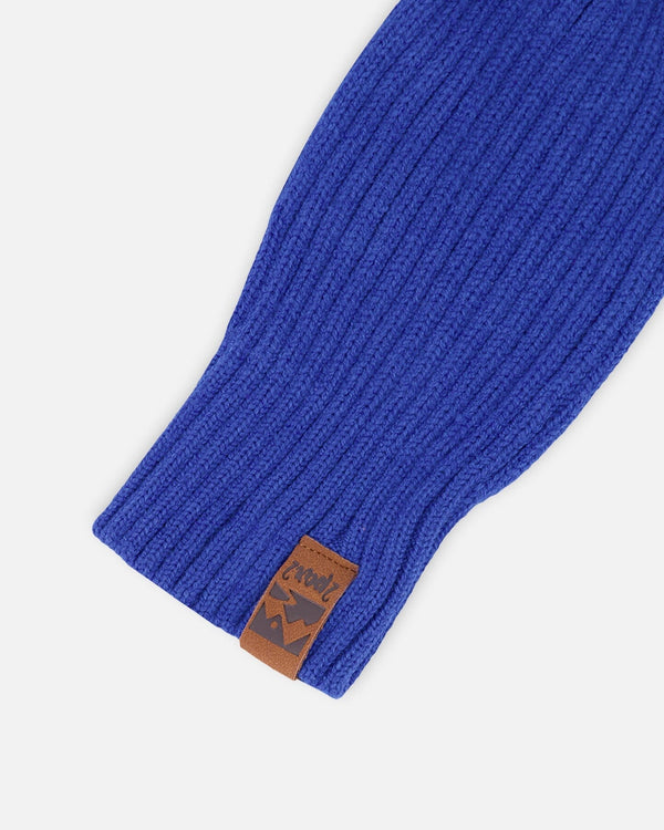 Ribbed Knit Mittens Royal Blue - H30WT26_04690