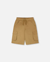 Bermuda en twill extensible avec poches cargo beige