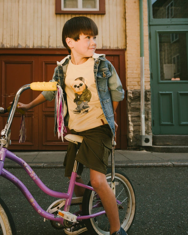 Stretch Twill Bermuda With Cargo Pockets Dark Khaki Green - H30YB27_03720